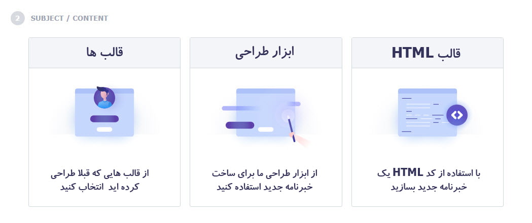انتخاب قالب ایمیل