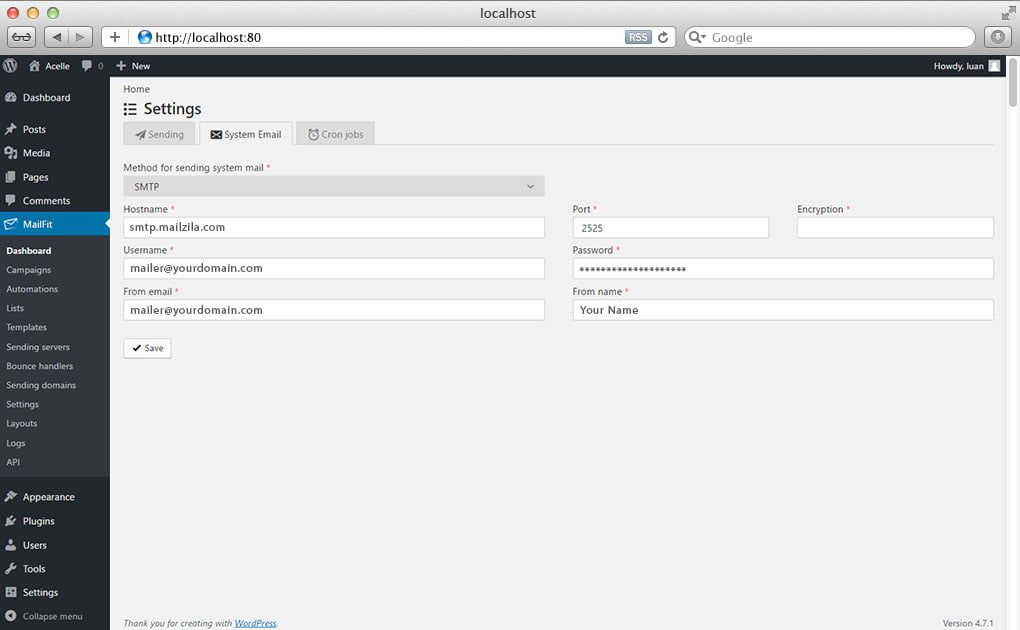 mailfit config